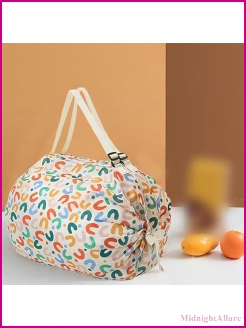 Portable Foldable Shopping Bag Large Capacity Adjustable Handles Travel Camping